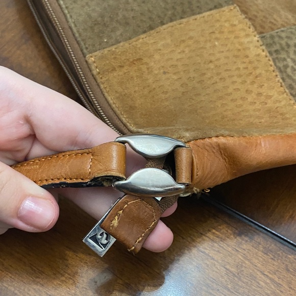 Patchwork Suede Leather Bag in Tan and Brown - Picture 4 of 9